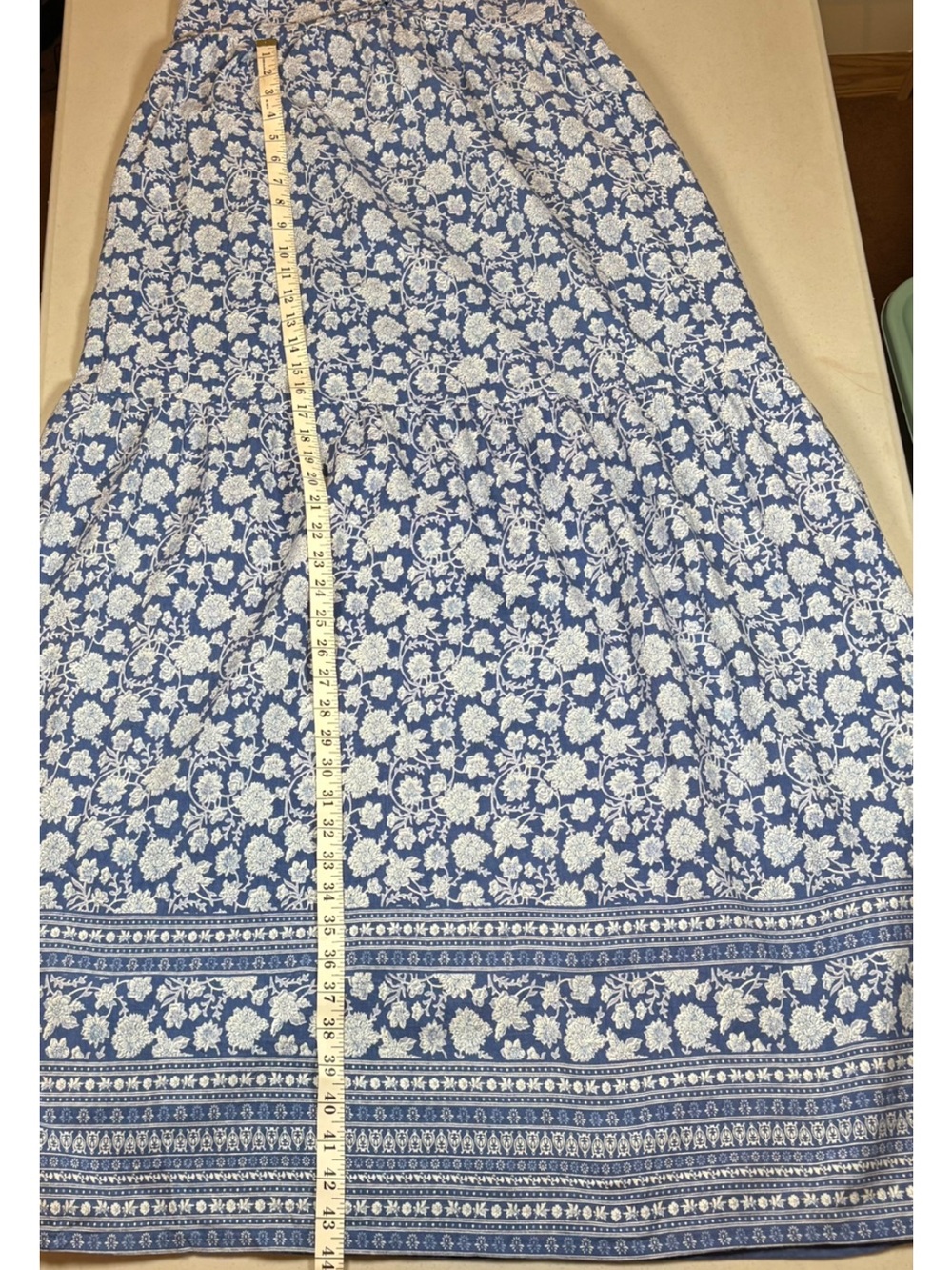 Sim & Sam Maxi Dress XL Blue White Floral Sundress V-Neck Strappy Coastal Boho - Picture 11 of 12